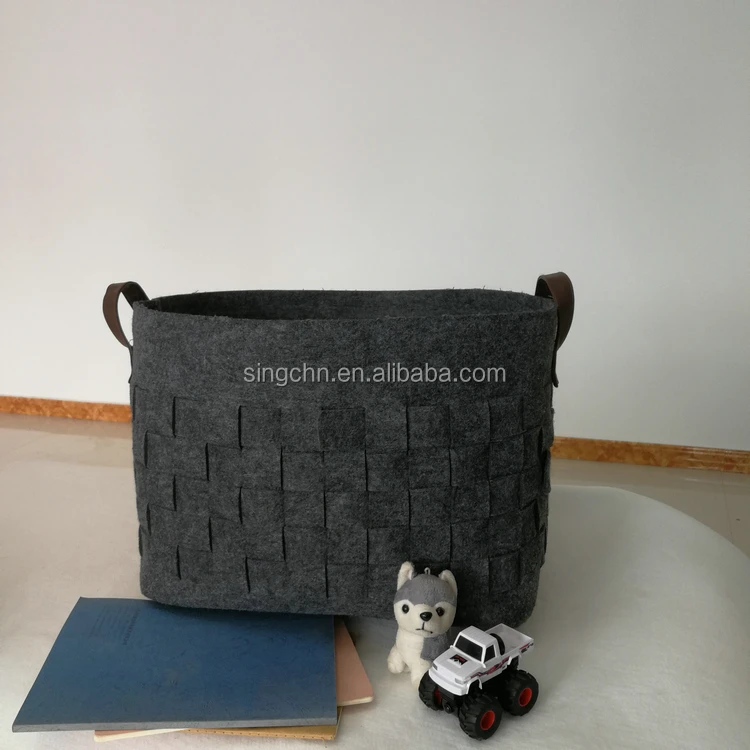 2024 Wholesale Polyester Storage Basket Durable Materials Large Size Laundry Bag Folding Felt Basket Custom Accepted