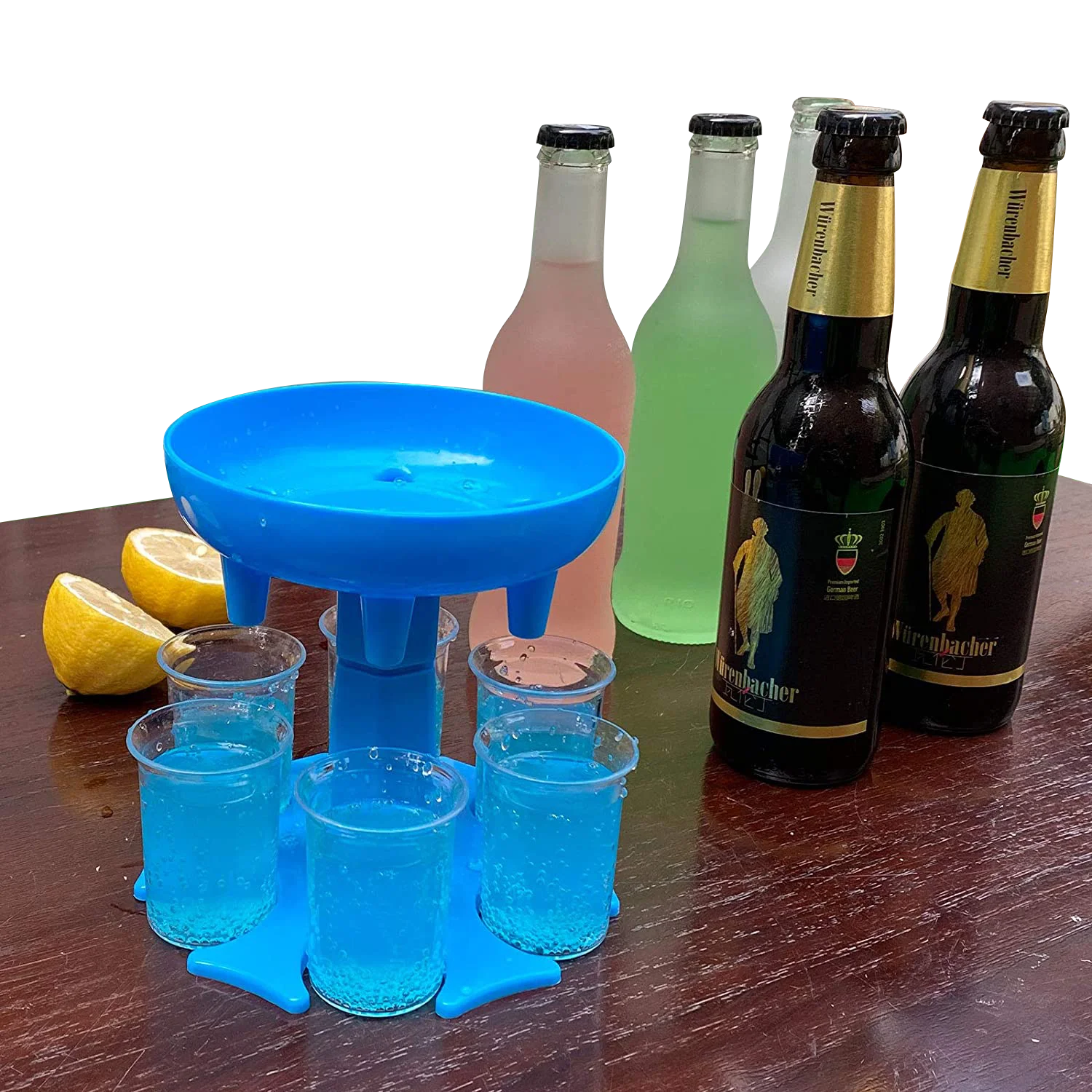 Party Gifts 6 Shot Cocktail Glass Holder and Dispenser Set