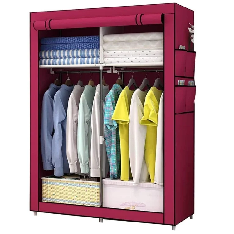 
Portable folding Clothes Closet Wardrobe with Non-Woven Fabric and Hanging Rod Quick and Easy to Assemble 