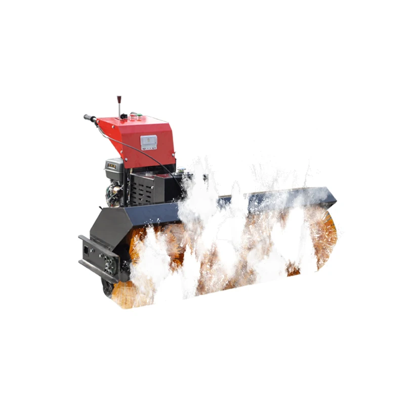 Hydraulically Driven Hand Push Rubber Tire Road Snow Sweeper