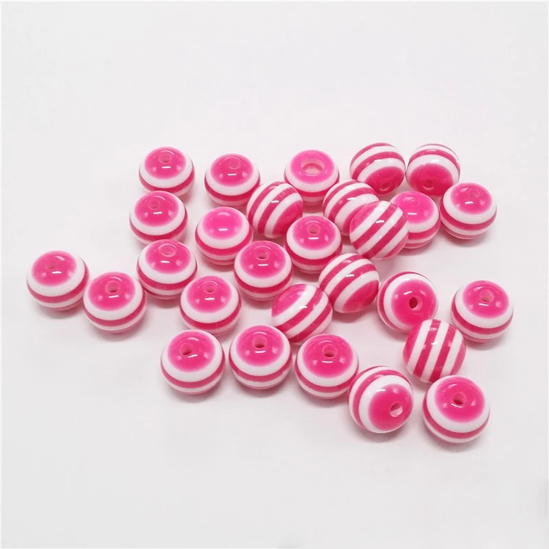Wholesale 1000pcs Colorful Striped Resin Beads Rainbow Round Loose Beads Wholesale DIY Jewelry Bracelet Making Acrylic Beads Mix