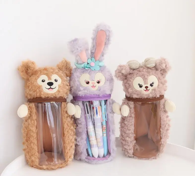 Kawaii Sanrio Plush Cartoon Kitty Kuromi My Melody Cinnamonroll Pen Holder Cute Student Study Stationery Storage Bag Kids Gift