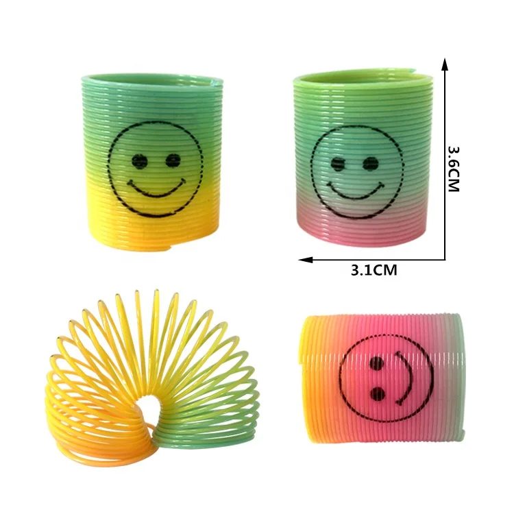 Educational Toy For Kids Plastic Elastic Ring Spring Rainbow Circle with smiling face