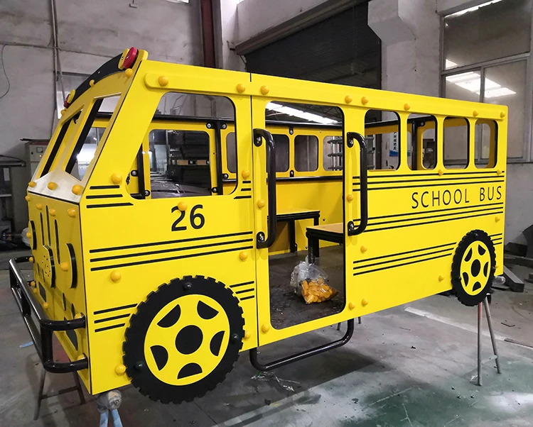 Qiaoqiao small kindergarten outdoor rocking toys spring rider cars kids bus design playground equipment outdoor for children