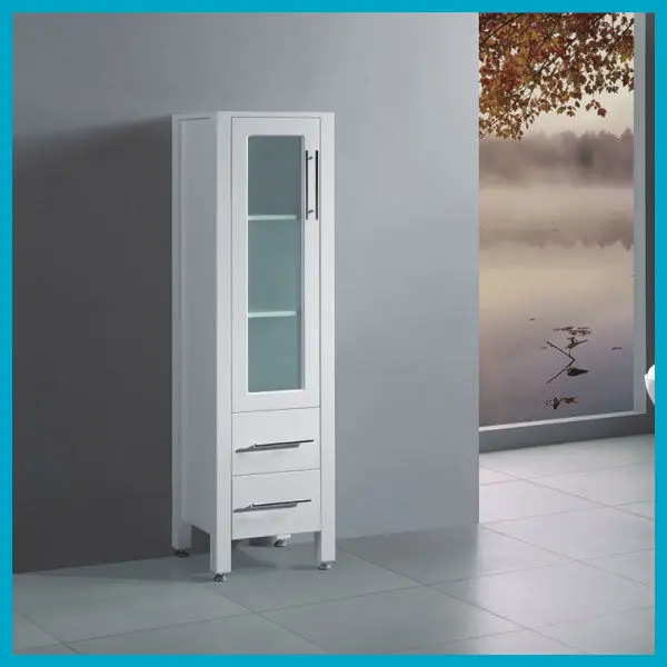 Modern Classic Design Double Glass Sink Bathroom Vanity Base Cabinet Rectangle MDF with Melamine LED Mirror Floor Mounted Hotels