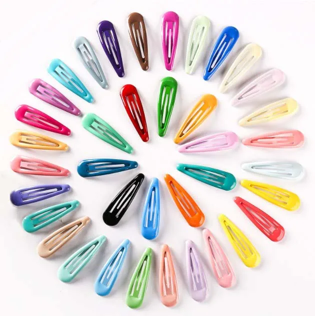 Custom Korean Cute Solid Candy Color 2 Inch Metal Hair Barrettes Snap Hair Clips for Kids Teens Toddlers