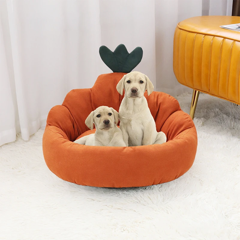Custom Warm Cute Waterproof Washable Pet Sofa Bed Cushion Universal For All Seasons Pumpkin Shaped Dog Pet Bed Cushion