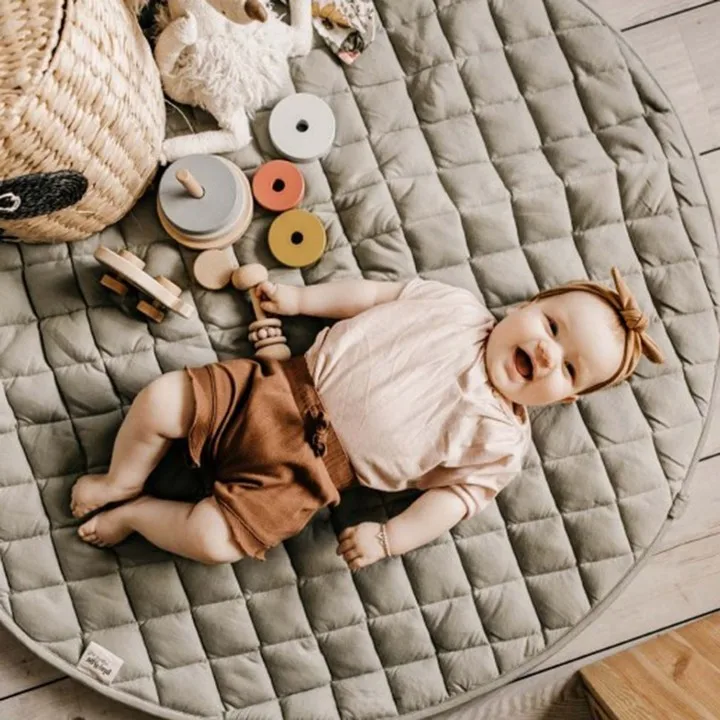 Ins Baby Cotton Fabric Mat Embroidery quilting Cotton Mat Nap Newborn Mat Folding Portable Mattress Play Bag For Children