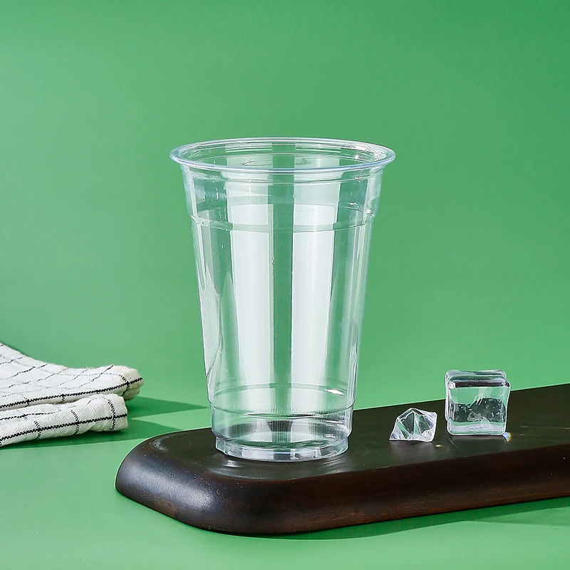95mm New Arrival Recyclable PET Plastic Ice Coffee Cup For Fruit 16oz RPET Plastic Drink Cup With Lid