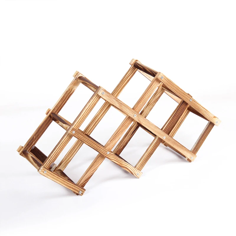 Expanding Red Wine Shelf Wine Holders Wood Foldable 10-Bottle Wood Wine Rack