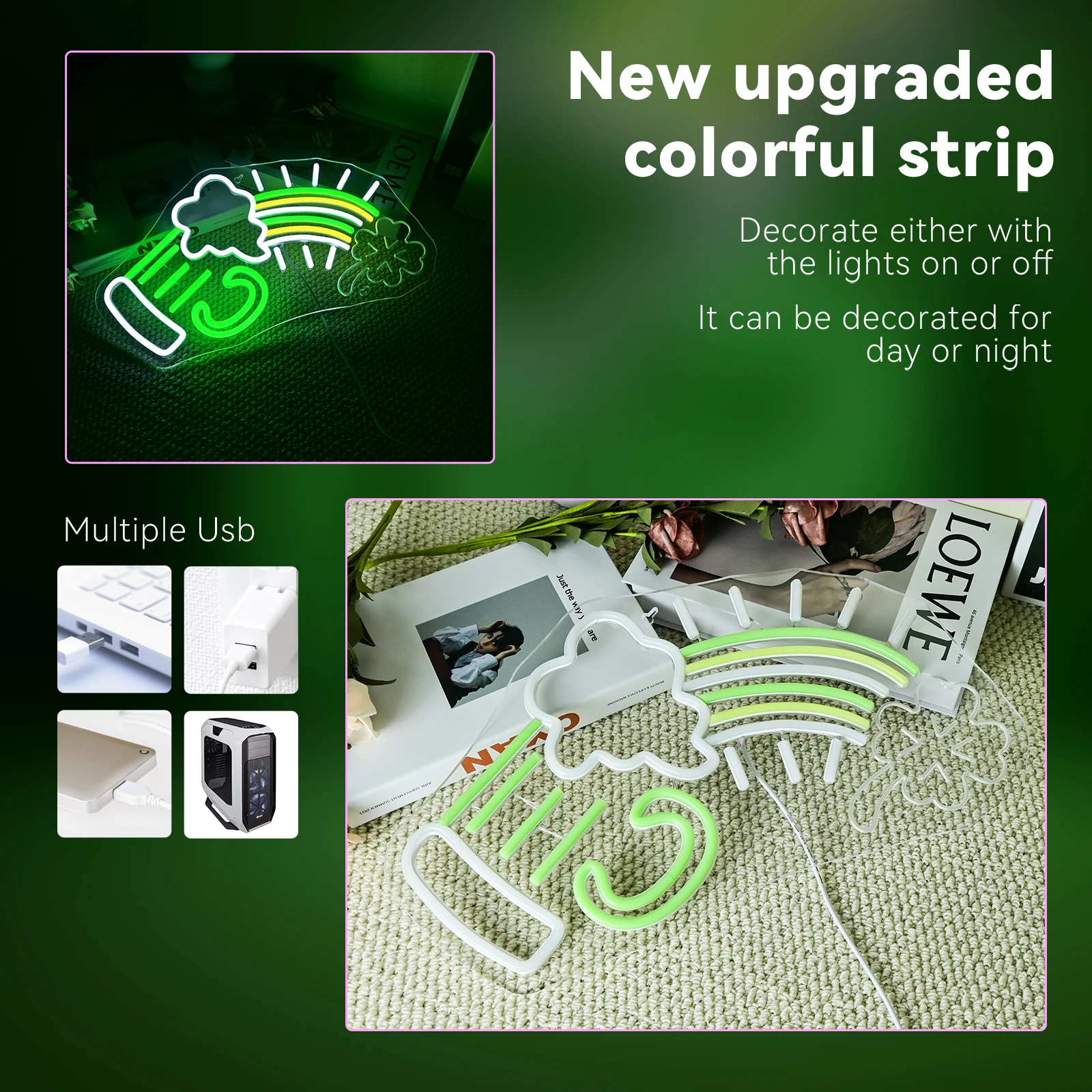 Lucky Grass Beer Decorative Neon Light RGBW LED Light 5V Input Color Temperature Silicone Light Body