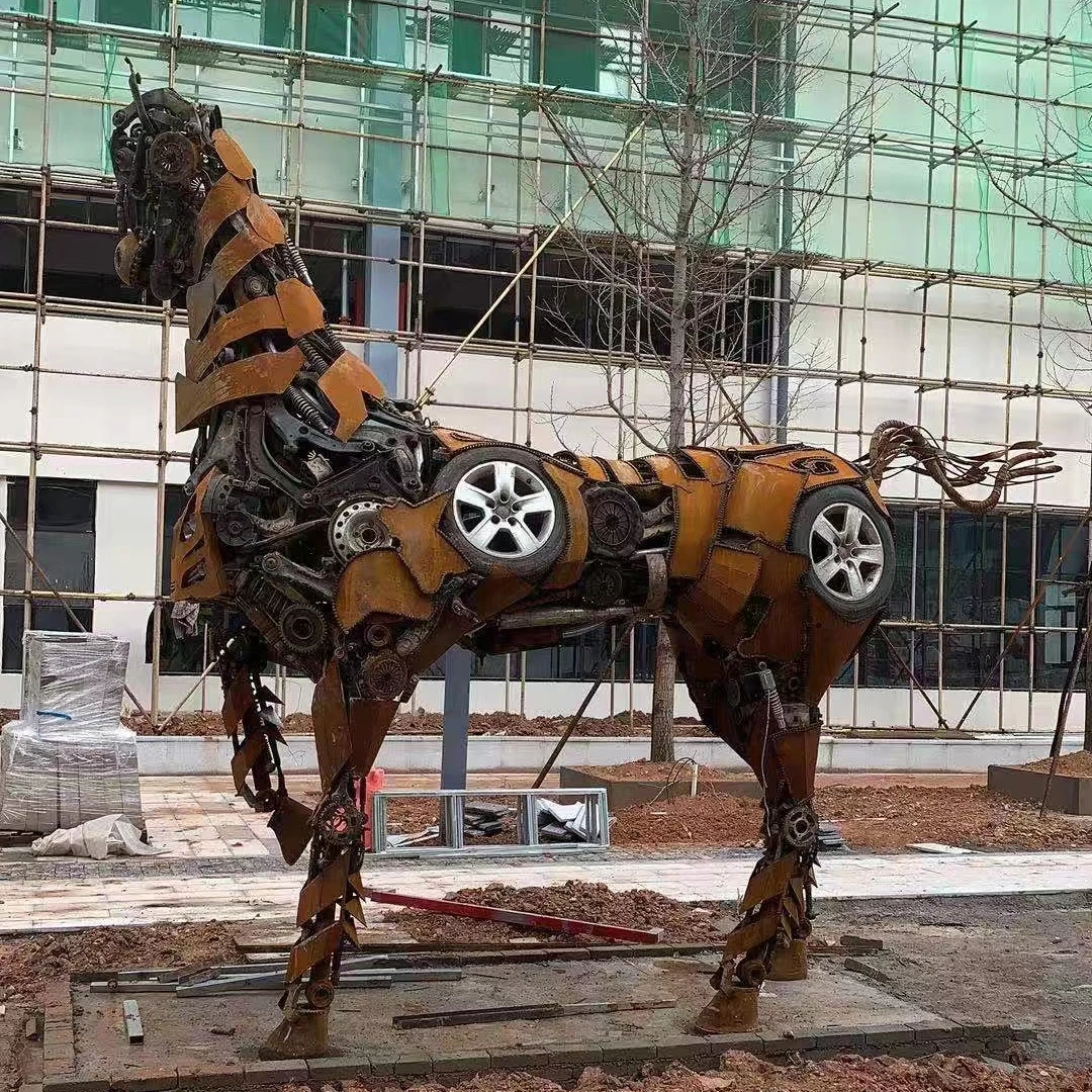 Outdoor sculpturegarden metal horse sculpture home decoration design living cast iron family standing door statue