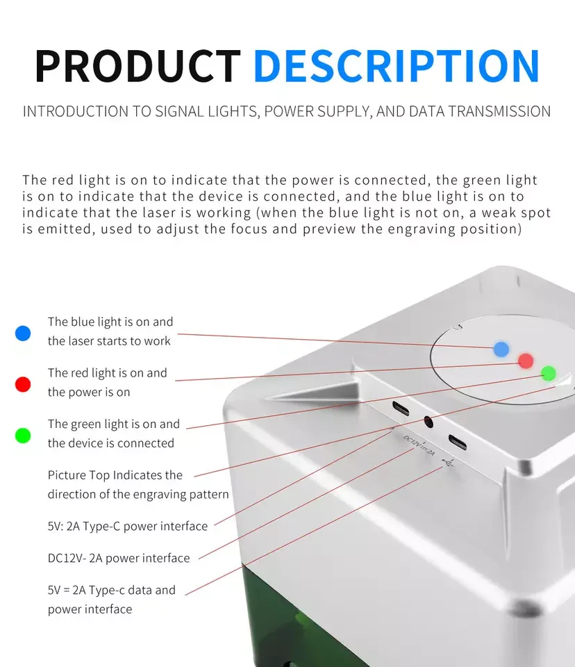 Portable fiber Laser Engraver CNC Mini Laser printer  Engraving Machine DIY Logo Mark Printer Cutter
