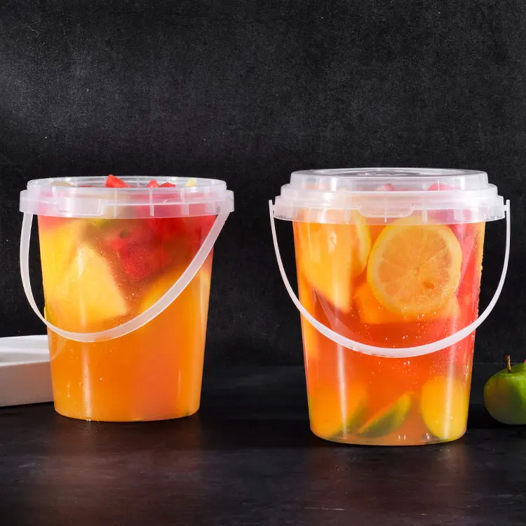 Large Capacity PP Dessert Plastic Bucket Cup 1000 ML Fruit In Plastic Cups