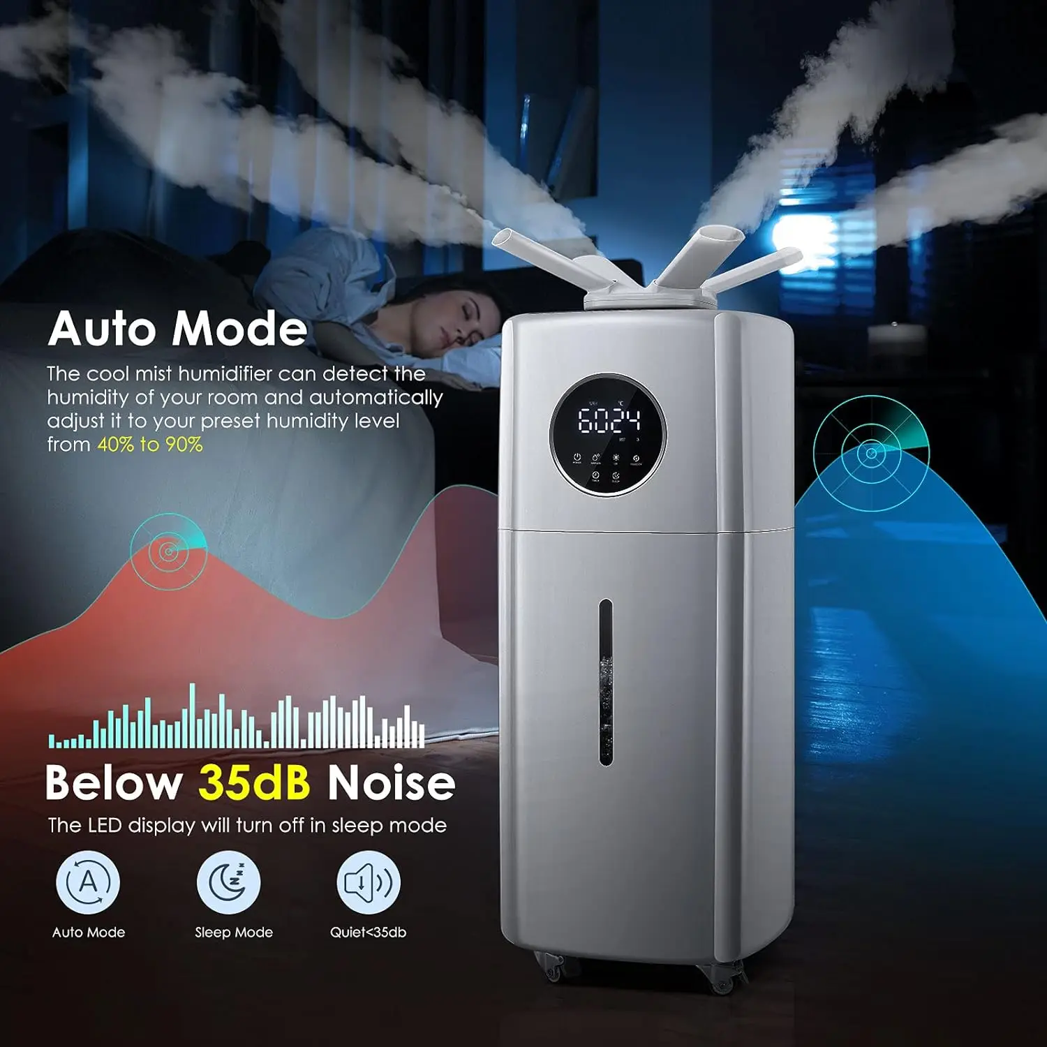Cold Water Cooling Double Spray Cool Mist 20 25 L Liter Home Smart Air Humidifier for Bedroom Large Room