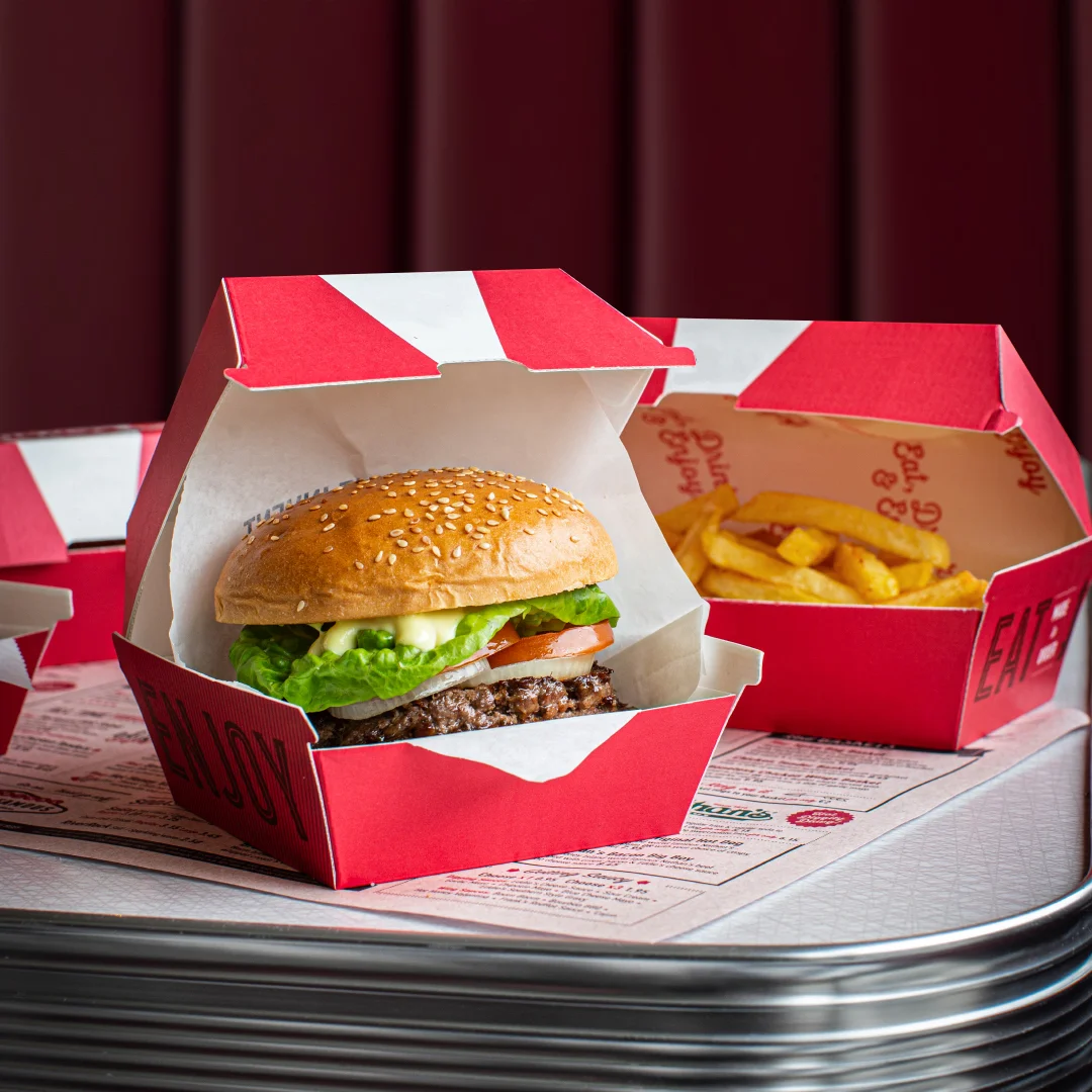 Custom Your Logo Branded Burger Boxes Printed Fashion Food Boxes For Burgers And Fried Food