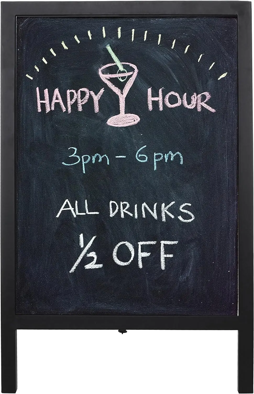 Black Metal A Frame Chalkboard Sign Sidewalk Sandwich Board Sign Outdoor