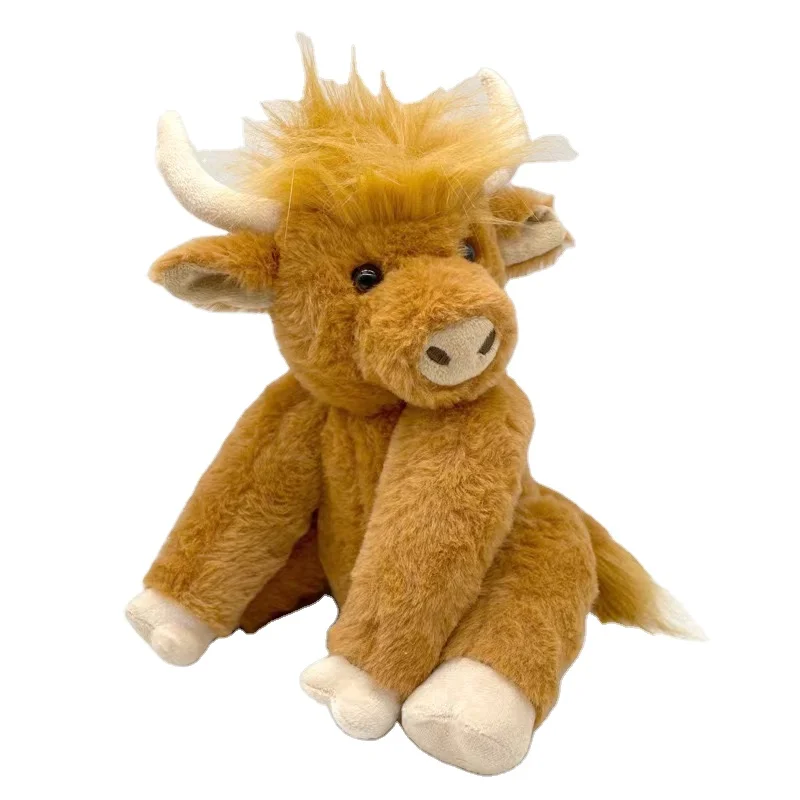 Simulation Highland Cow Plush Toys Scottish Highland Cattle Joint Activity Doll Long Hair Vocal Yak Plush Highland Cow Toys