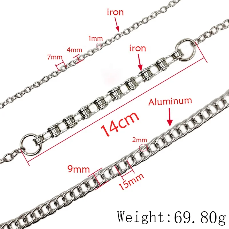 Pants Pocket Chain Belt Metal Jeans Chain Wallet Chain With Lobster Clasps And Keyring for Men Women Keys Wallets