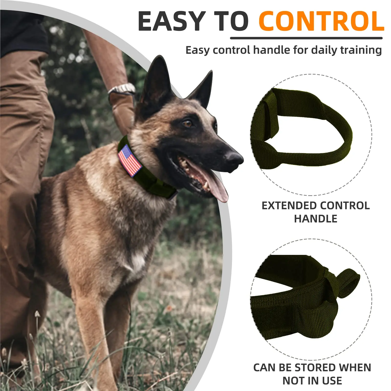 QQgift custom luxury Tactical Dog Collar and Leash Set with Quick Release Buckle Adjustable Training Dog Collar with Handle