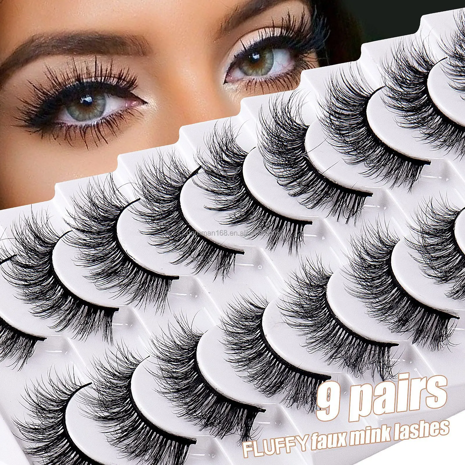 OEM Natural Lashes Strips Customized Eye Lash Strip Soft 3D Faux Mink Lashes