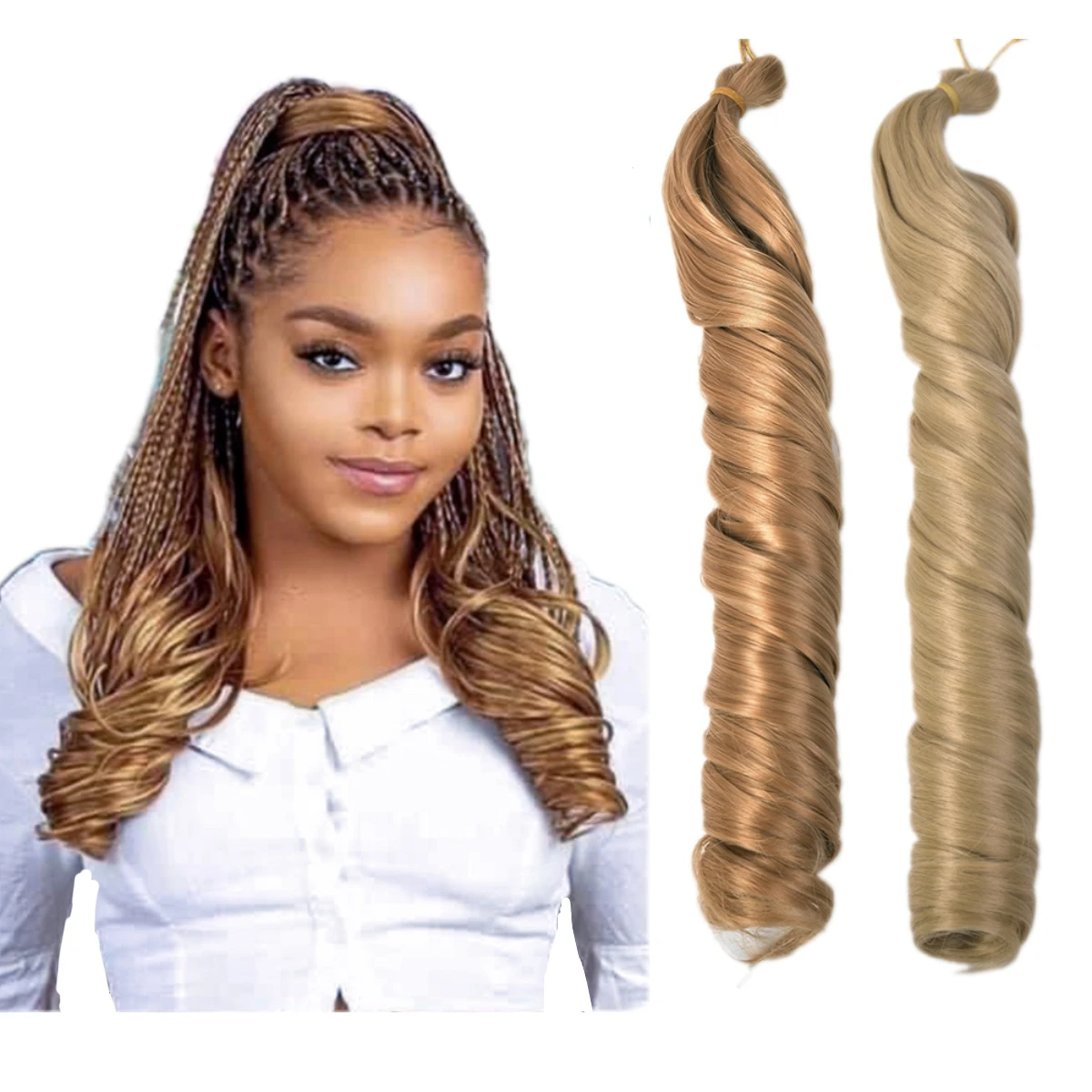 Synthetic hair attachment for women private label crotchet french spiral curl braiding hair extensions