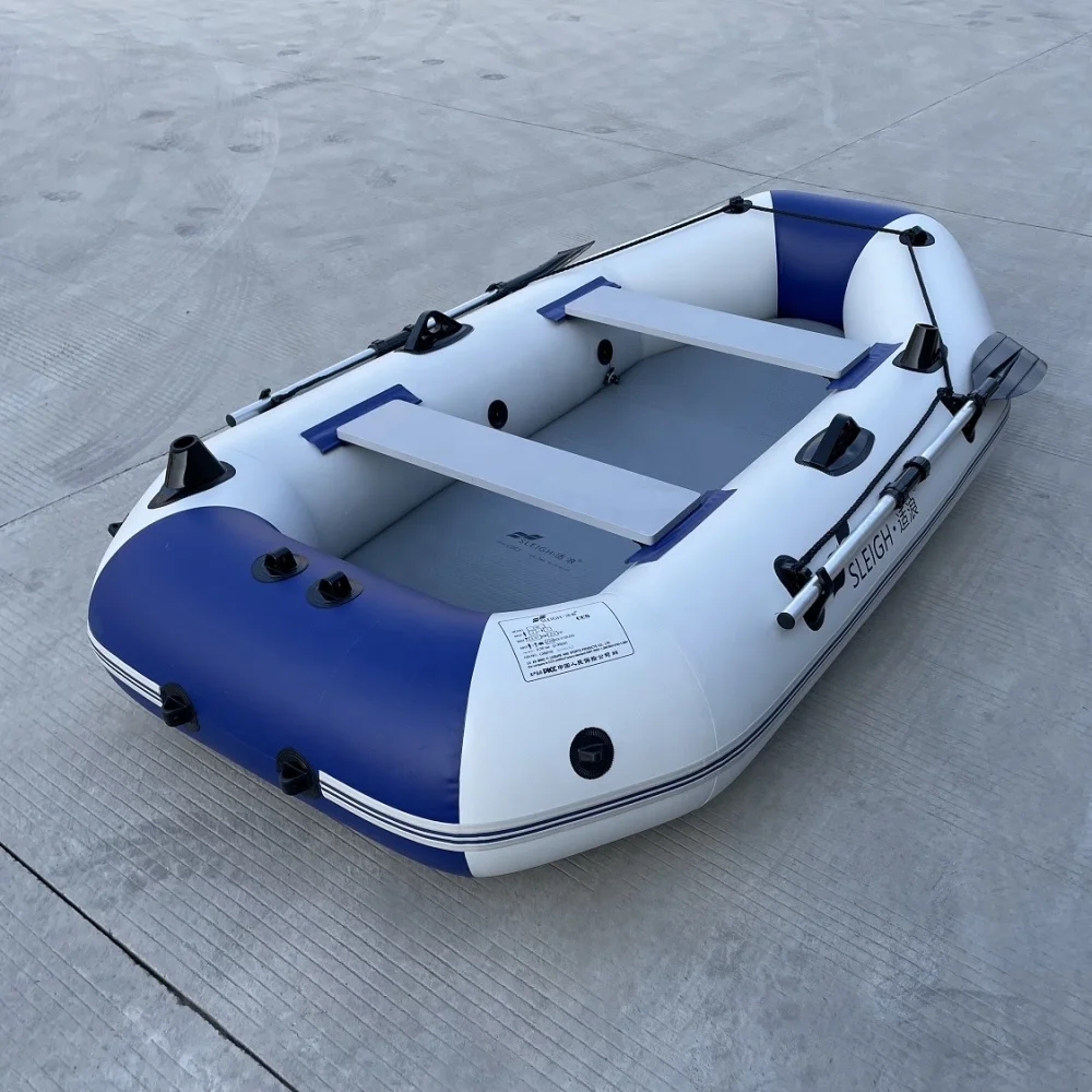 4 Person Inflatable Fishing Boat 1.2mm PVC Rowing Kayak Folding Rescue Dinghy Canoe with Free Accessories for Water Play