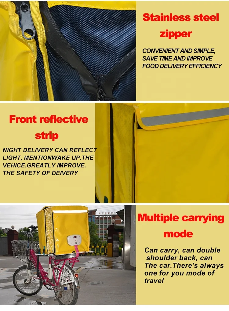 840D PVC waterproof folded insulated food delivery backpack by bicycle