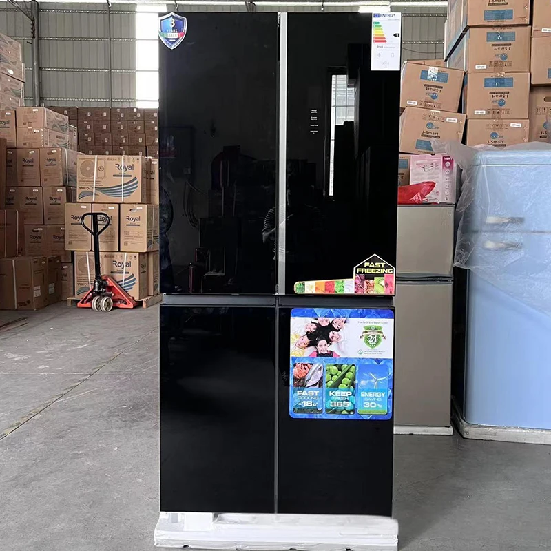 J 476L 110/220V Household four-door refrigerator Black glass electronically controlled smart refrigerator Household appliance