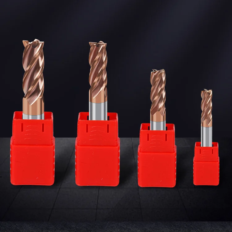 Карбид вольфрама BKEA 4 фреза с плоскими концевыми медным покрытием HRC55/58/60/65