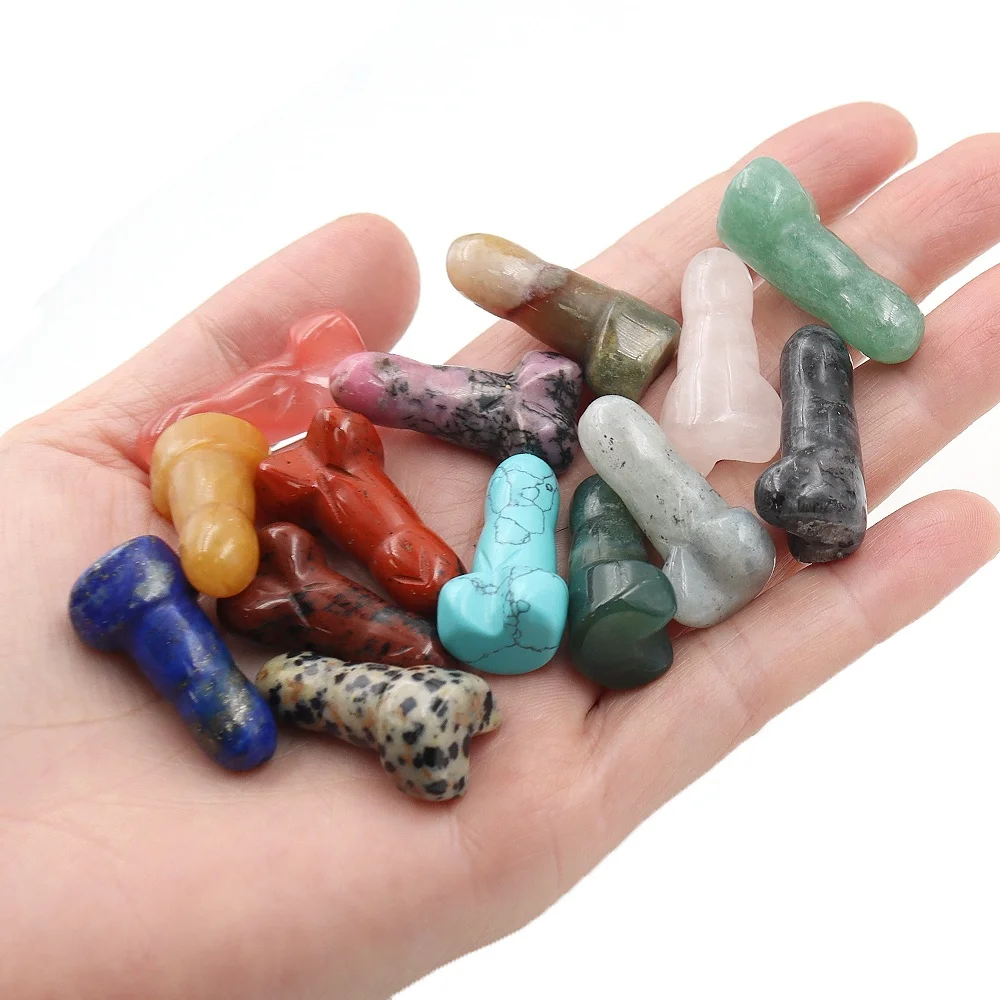 Wholesale natural hand made carved healing stones crystal dildo small crystal penis for decoration