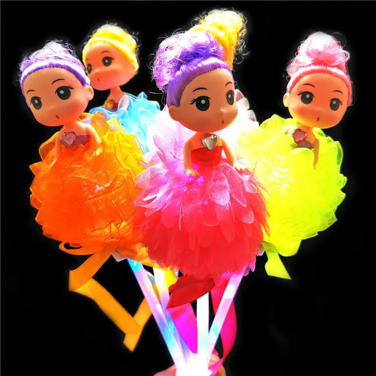 New arrivals led glowin fairy stick kids doll magic wand glowing doll flash children toys