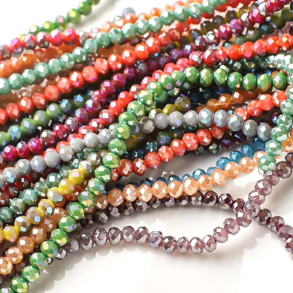 SUXUAN China Cheap Opaque AB Color Crystal Glass Faceted Rondelle Loose Spacer Beads For Bracelet Necklace