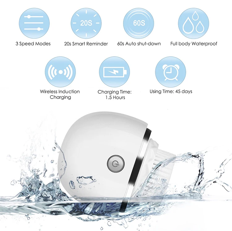 Britain stock Wireless Usb Vibrating Facial Cleansing Brush cleanser Massager Waterproof  Silicone Electric Facial Face Brush
