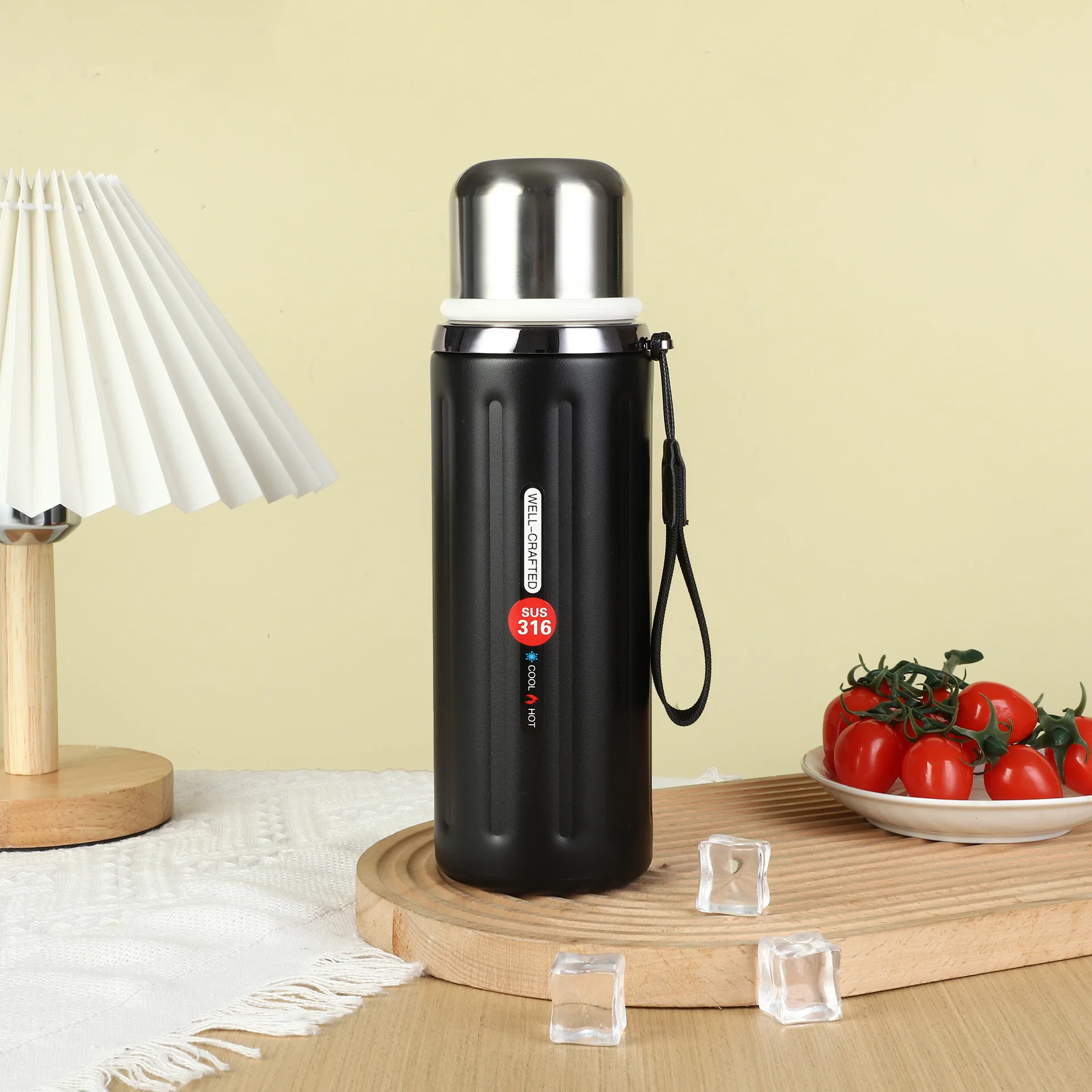 Vintage Roman column 316 stainless steel insulation cup stewing kettle outdoor portable water bottle