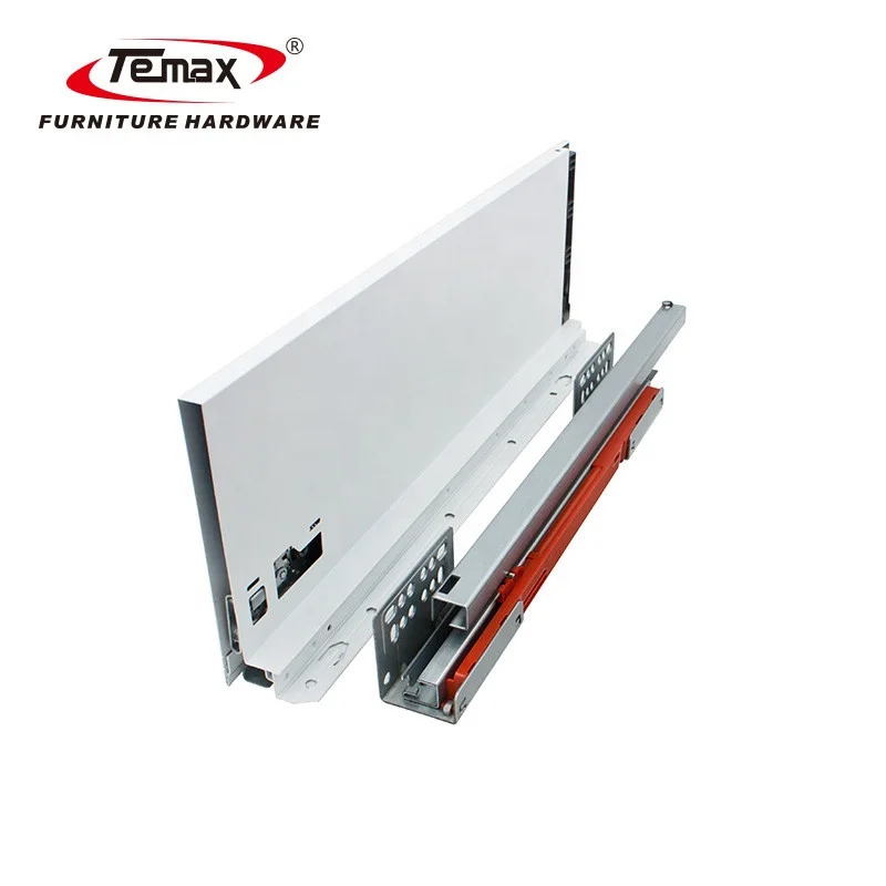 Temax Hardware soft close metal Thin sliding box drawer slide rail BT3041