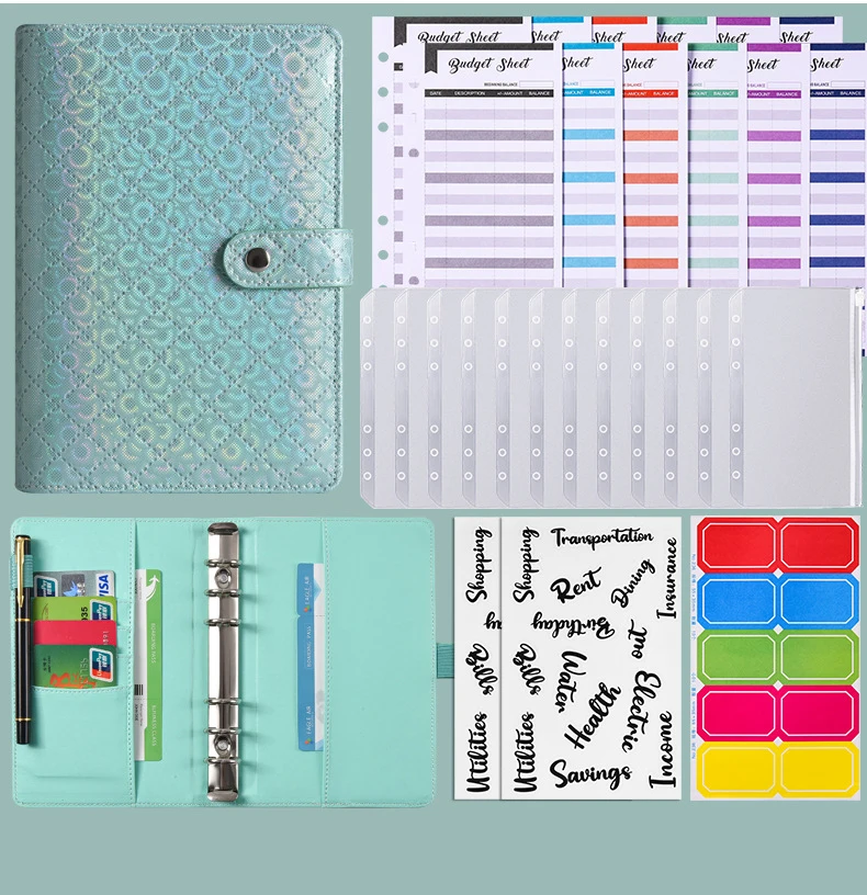 School Supplies A6 Budget Binder Magnetic Money Budget Binder Journal Notebook Leather Budget Binder Set with Cash Envelopes