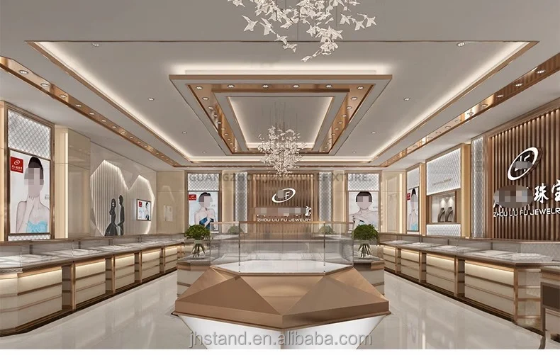 Luxury Jewelry Display Case Neck Model Jewelry and Gold Shop Free 3D Interior Design Earrings Display Stand Professional Design