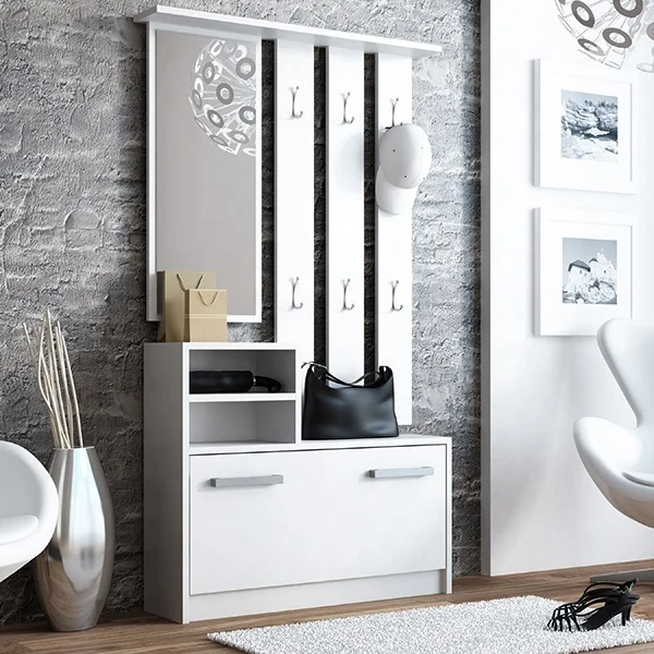modern mounted wood hallway cabinet furniture shoe cabinet with full length mirror coat hanger