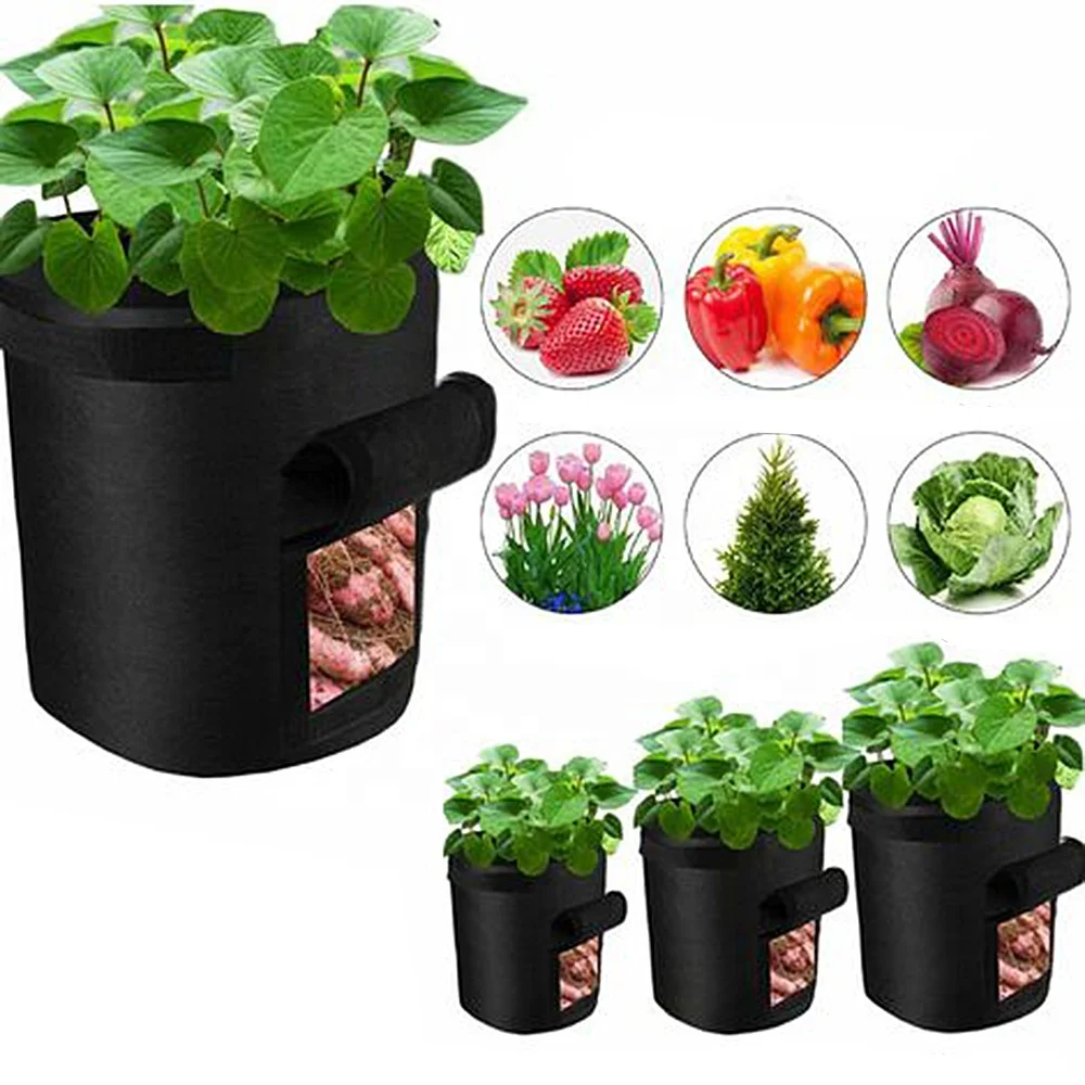 Free sample 1/2/3/5/10/20/30/40/50/100/200/300 gallon All Size Non woven Fabric Pots nursery bags plants black uv grow bag