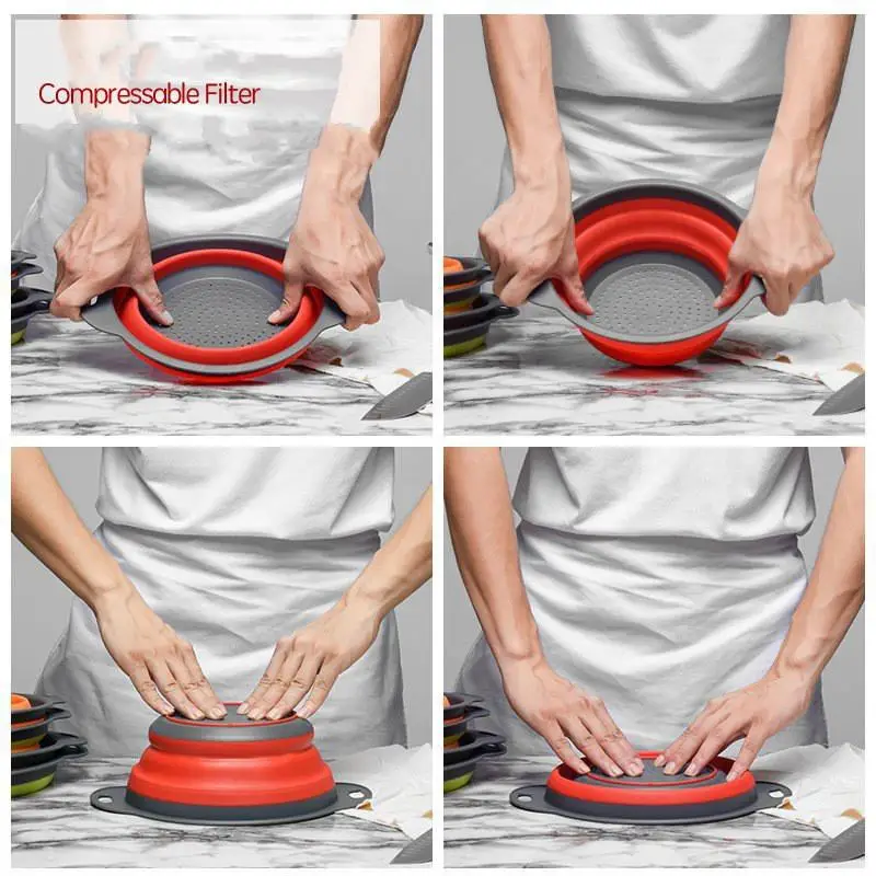 Kitchen Collapsible Colander draining basket Fruit vegetables Filter basket washing basket Strainer