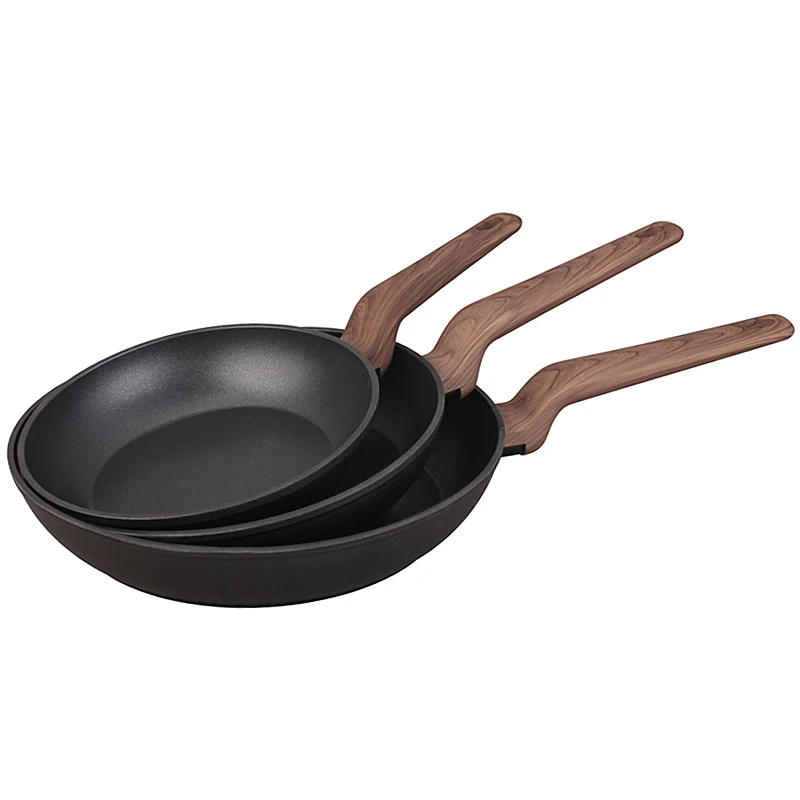 Wooden Handle Design Stone Marble Coating Good Quality Nonstick Coating Aluminum Cookware Round Pizza Grill Pan