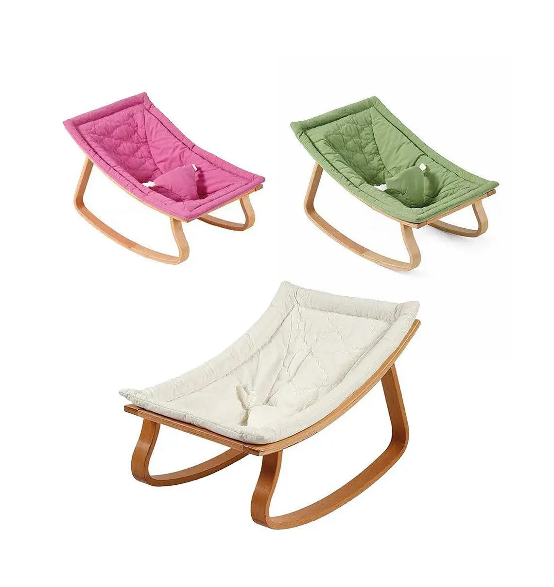 2021 New Childhood Wooden Rocking Chair Small Cradle Bed for Baby Balance Rocker Chair Wood Baby Bouncer Bedroom Furniture