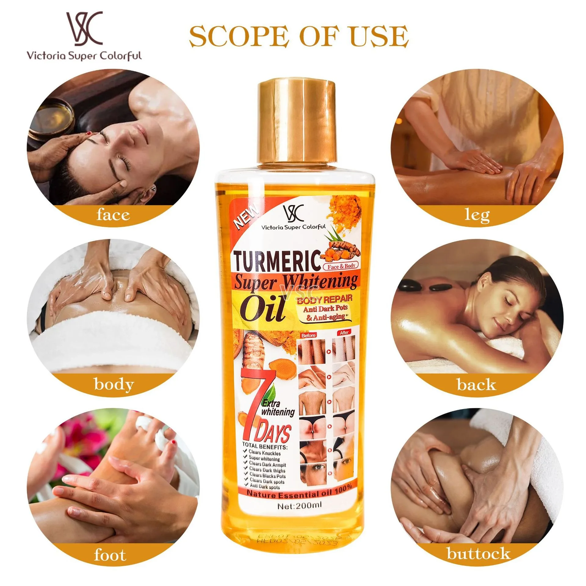 Customized natural organic turmeric essential oil moisturizing and heating ginger oil body massage oil