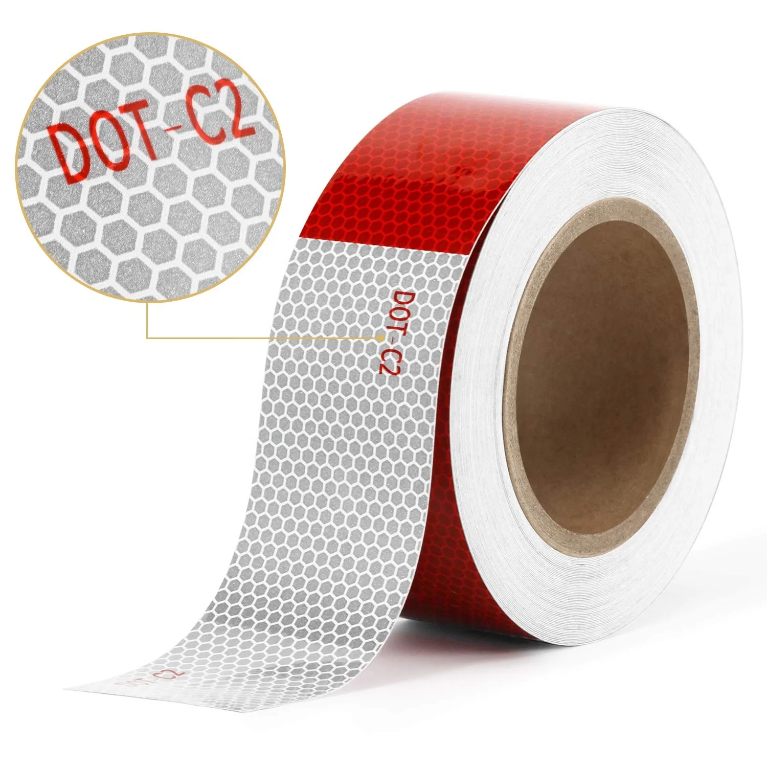 H10246 2inch x 30feet Red/White Reflective Safety Tape for Vehicles Trailers Boats Signs Weatherproof Safety Tape Self Adhesive