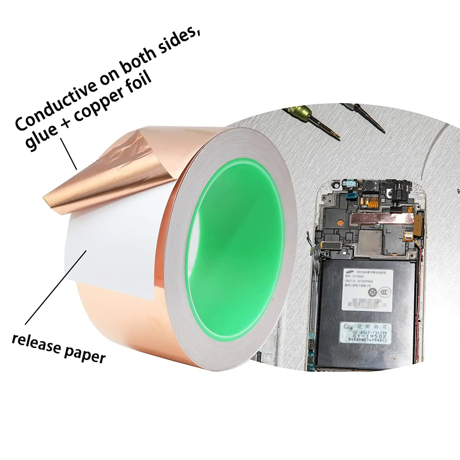 Pure  High Temperature Resistance Single Conductive Adhesive EMI Barrier Signal Electrostatic Shielding Tape Copper Foil Tape