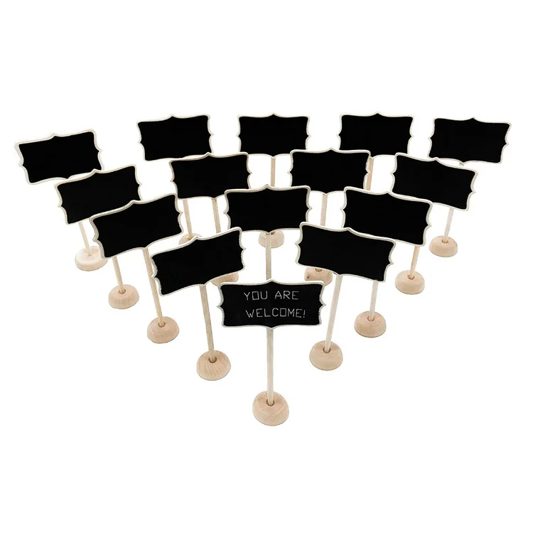 wholesale multifunctional message board 15 pack wooden mini chalkboard sign with stand