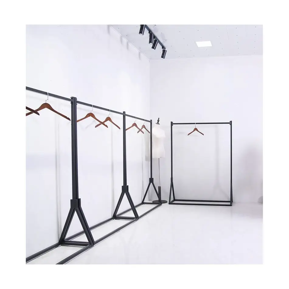 whole shop stainless steel decoration women fashion display racks hanger for clothing store fixture white mdf display stand