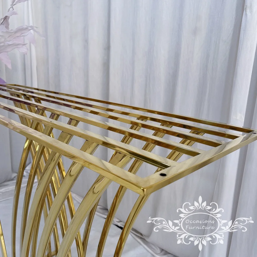 Stainless Steel Golden Glossy Console Tables Home Furniture Side Table