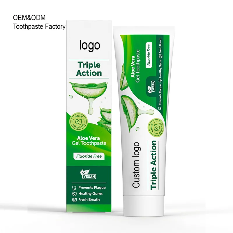Custom Logo Natural Organic Aloe Vera Whitening Toothpaste Oral Care Eco-friendly Teeth Whitening Custom Toothpaste